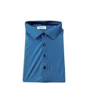 Collars & Co. Blue Navy Geometric Dress Collar Men's Polo Shirt Size XL NWOT